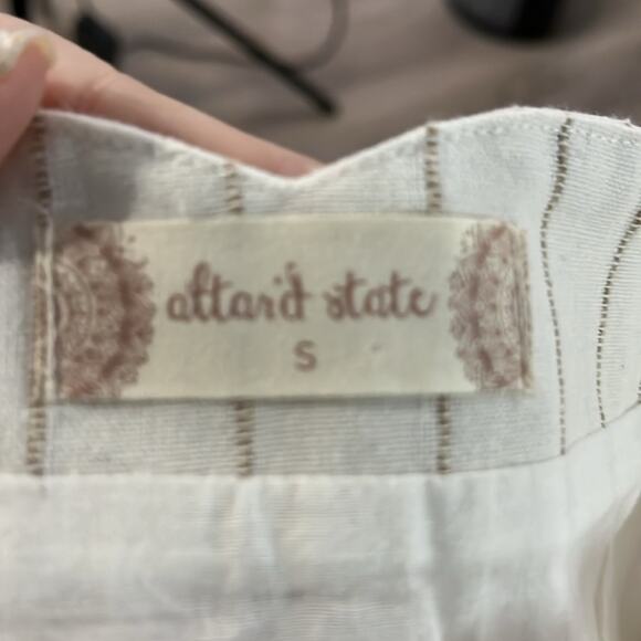 Altar’d State White Striped Mini Skirt Buttoned Front Size Small - Picture 6 of 9